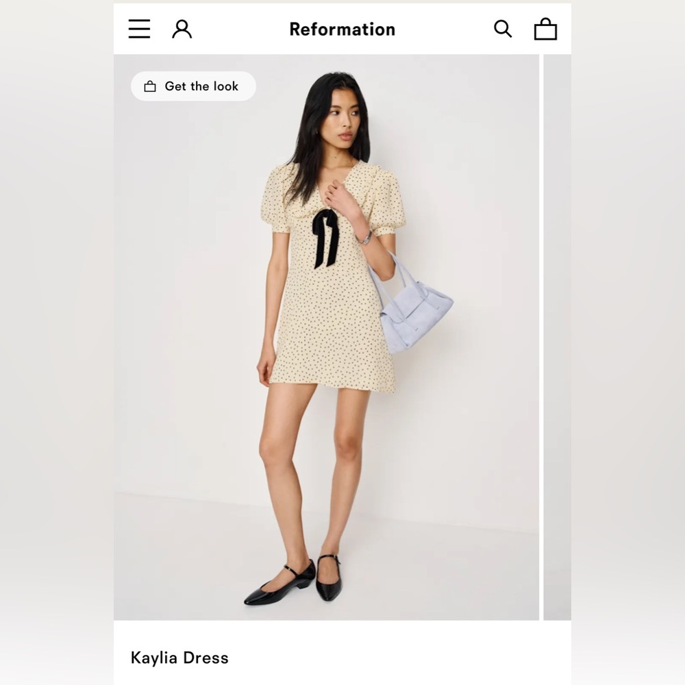 Reformation Kaylia Dress with Black Bow